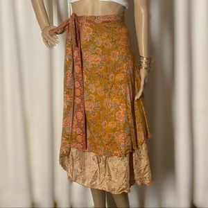 Double Layer Reversible Silk Wrap Skirt/Dress